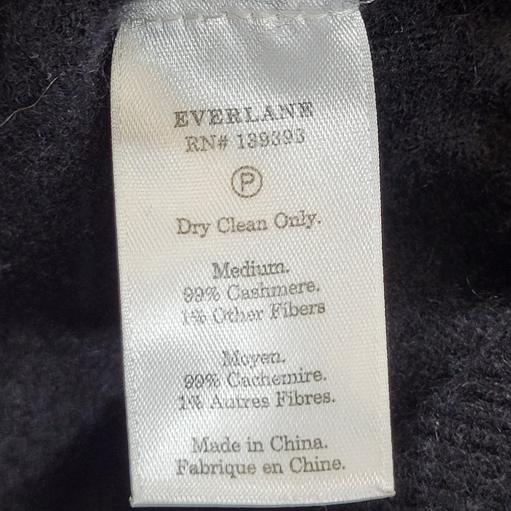 Everlane Womens Cashmere Crewneck Sweater Black Long Sleeve Knit Top Size M - Picture 4 of 6